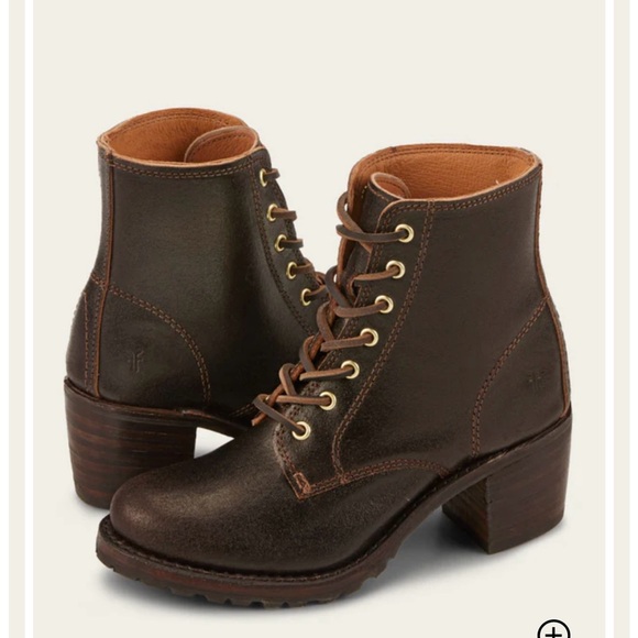 Frye Shoes - Frye Sabrina 6G lace up boots in waxed brown leather